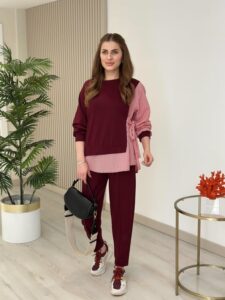 Kadın Gömlek Detay çizgili Yandan Bağlamalı Ikili Takım - Görsel 5