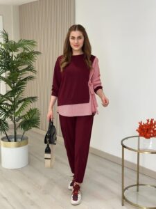 Kadın Gömlek Detay çizgili Yandan Bağlamalı Ikili Takım - Görsel 6