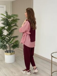 Kadın Gömlek Detay çizgili Yandan Bağlamalı Ikili Takım - Görsel 7