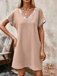 Kadın Yaka Ve Kol Pul Payet şeritli Ithal Krep Elbise - Görsel 2