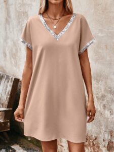 Kadın Yaka Ve Kol Pul Payet şeritli Ithal Krep Elbise - Görsel 3