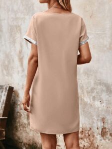 Kadın Yaka Ve Kol Pul Payet şeritli Ithal Krep Elbise - Görsel 5