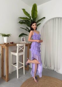 Ples Yırtmaç Detaylı Elbise - Görsel 8