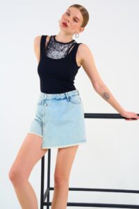 İçi Baskılı Halter Yaka Kaşkorse Atlet