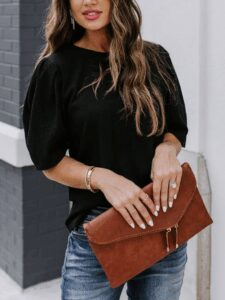 Kadın Kısa Kollu Pileli Balın Kol Bürümcük Bluz