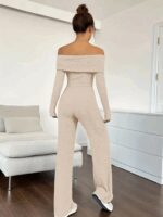 Kadın Uzun Kollu Madonna Yaka şardonlu Kaşkorse Tulum - Görsel 2