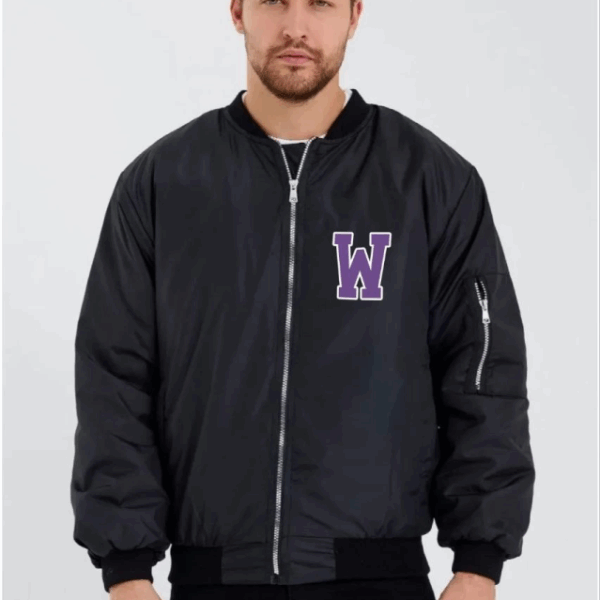 Unisex Uzun Kol Baskılı Bomber Ceket