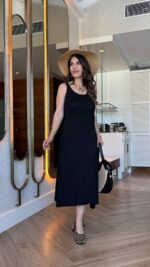 Kadın Askılı Yuvarlak Yakalı Viskon Elbise