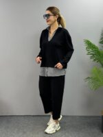 Polo Yaka Gömlek Detay Salaş Balon Pantolunlu ıkılı Takım - Görsel 13