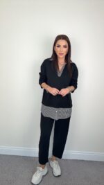 Polo Yaka Gömlek Detay Salaş Balon Pantolunlu ıkılı Takım - Görsel 3