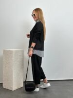 Polo Yaka Gömlek Detay Salaş Balon Pantolunlu ıkılı Takım - Görsel 5