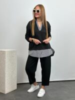 Polo Yaka Gömlek Detay Salaş Balon Pantolunlu ıkılı Takım - Görsel 9