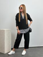 Polo Yaka Gömlek Detay Salaş Balon Pantolunlu ıkılı Takım - Görsel 10