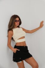 Pencere Detay Triko Bluz - Görsel 2