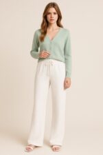 Kadın Beli Lastikli Pol Paça Pantolon - Görsel 4