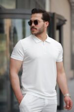 Erkek Yakalı Fermuarlı T-shirt şort Ikili Takım - Görsel 3