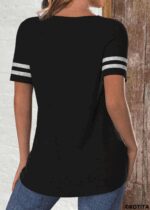 Kadın Kısa Kollu Bisiklet Yaka çift Renkli Viskon Bluz - Görsel 2