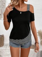 Kadın Kısa Kollu Omuzdan Askılı Viskon Bluz - Görsel 2