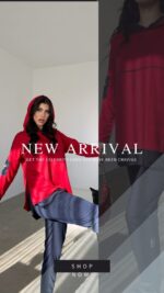 Kadın Kırmızı Kapşonlu Etek Ucu Detay Arma Ters Dikiş Gorunumlu Ikili Takım - Görsel 19