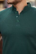 Erkek Hakim Yaka Dokuma Pamuklu Kumaş Kısa Kollu T-shirt - Görsel 3