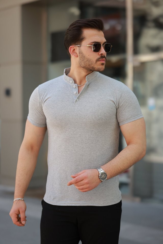 33ece192e9ee26d1d12d5cdb6bda57a8_27534-0.jpg Erkek Hakim Yaka Dokuma Pamuklu Kumaş Kısa Kollu T-shirt - Görsel 1