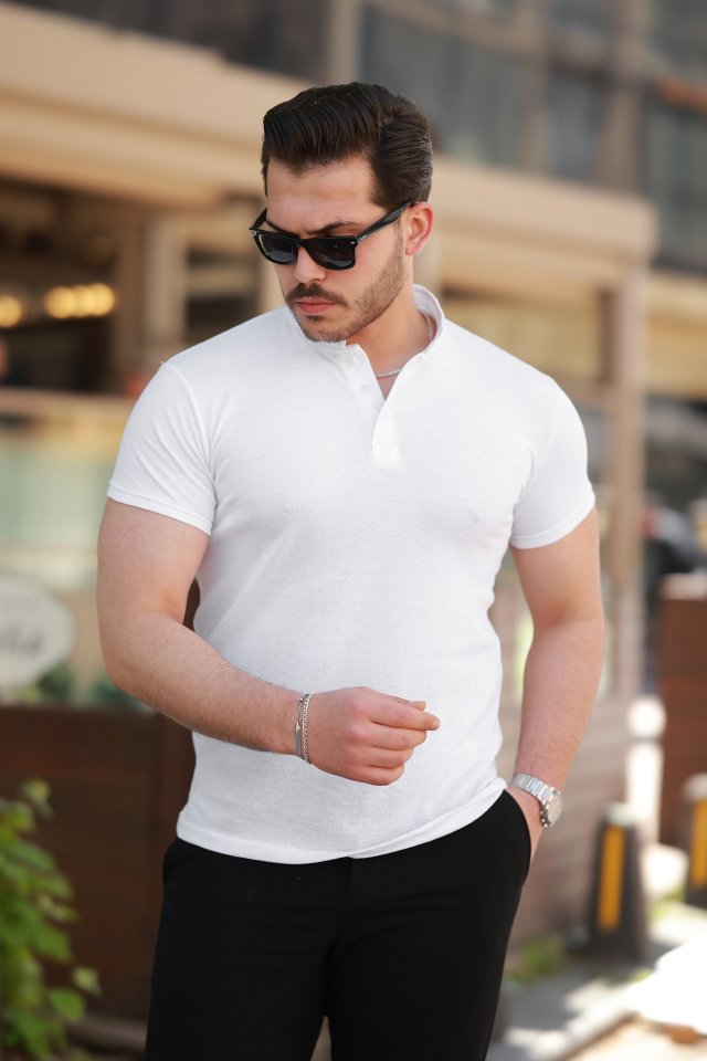 33ece192e9ee26d1d12d5cdb6bda57a8_27541-0.jpg Erkek Hakim Yaka Dokuma Pamuklu Kumaş Kısa Kollu T-shirt - Görsel 1