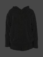 Kadın Uzun Kollu Meow Kedi Nakışlı Kapşonlu Peluş Sweat Ve Short Ikili Takım - Görsel 2