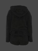 Kadın Uzun Kollu Meow Kedi Nakışlı Kapşonlu Peluş Sweat Ve Short Ikili Takım - Görsel 3