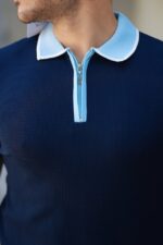 Erkek Renkli Yaka Kısa Kollu Tişört - Görsel 3