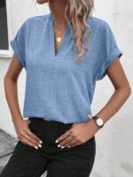 Kadın Kısa Kollu Hakim Yaka Sofya Bluz - Görsel 3