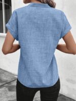 Kadın Kısa Kollu Hakim Yaka Sofya Bluz - Görsel 5