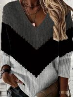 Kadın Uzun Kollu V Yakalı Triko Bluz