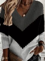 Kadın Uzun Kollu V Yakalı Triko Bluz - Görsel 3