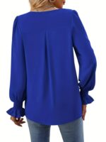 Kadın Uzun Kollu V Yakalı Salaş Ithal Krep Bluz - Görsel 4