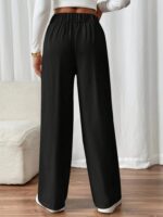 Kadın Beli Lastikli Düğmeli Ithal Krep Pantolon - Görsel 3
