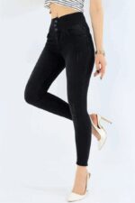 Yüksek Bel Likralı Jean Pantolon 90 Cm - Görsel 3