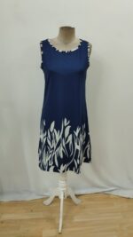 Kadın Askılı Yuvarlak Yakalı Yaprak Desenli Dalgıç Elbise - Görsel 5