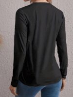 Kadın Uzun Kollu Bisiklet Yaka Kalp Desenli Bluz - Görsel 2