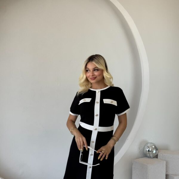 Kadın Kısa Kollu Bisiklet Yaka önden Düğmeli Modal Elbise