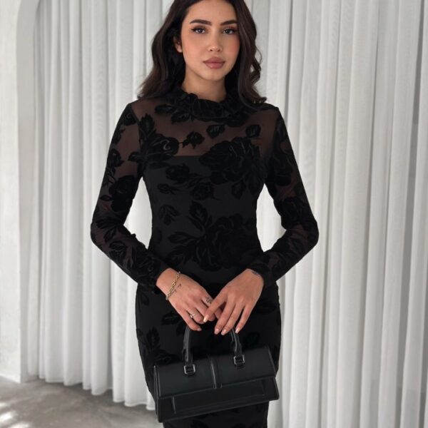 Kadin Dantel Detay Mini Kalem Elbise