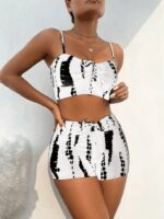 Kadın Büzgü Detay Askılı Crop Mini Tayt Ikili Takım - Görsel 3