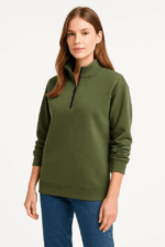 Üç İplik Dık Yaka Yarım Fermuarlı SweatShirt - Görsel 2