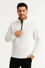 Erkek Dik Yaka Sweatshirt Dik Yaka Yarım Fermuarlı 3 İplik Şardonlu Pamuk Kumaş - Görsel 2