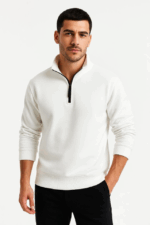 Erkek Dik Yaka Sweatshirt Dik Yaka Yarım Fermuarlı 3 İplik Şardonlu Pamuk Kumaş - Görsel 3