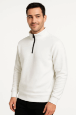 Erkek Dik Yaka Sweatshirt Dik Yaka Yarım Fermuarlı 3 İplik Şardonlu Pamuk Kumaş - Görsel 4