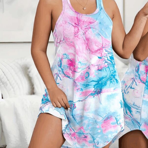 Kadın Kolsuz Sporcu Yaka Baskılı Süprem Elbise