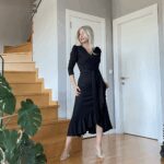 Krep Kumaş Midi Boy Kuşaklı Uzunkol Elbise 113 Cm - Görsel 4