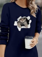 Kadın Uzun Kollu Bisiklet Yaka Kısa Viskon Iki Iplik Elbise - Görsel 2