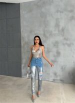 DİZ YIRTIK VARAKLI MOM KOT PANTOLON