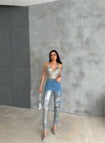 DİZ YIRTIK VARAKLI MOM KOT PANTOLON - Görsel 2